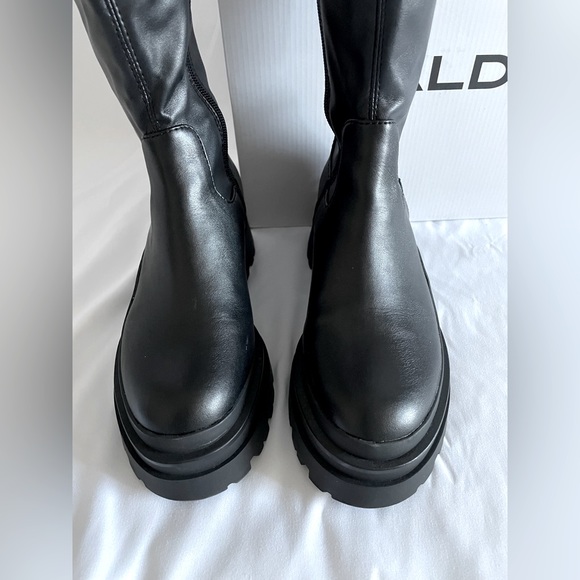 Aldo Women’s Black Lug Sole Knee High Boot Size 7 - Picture 5 of 12
